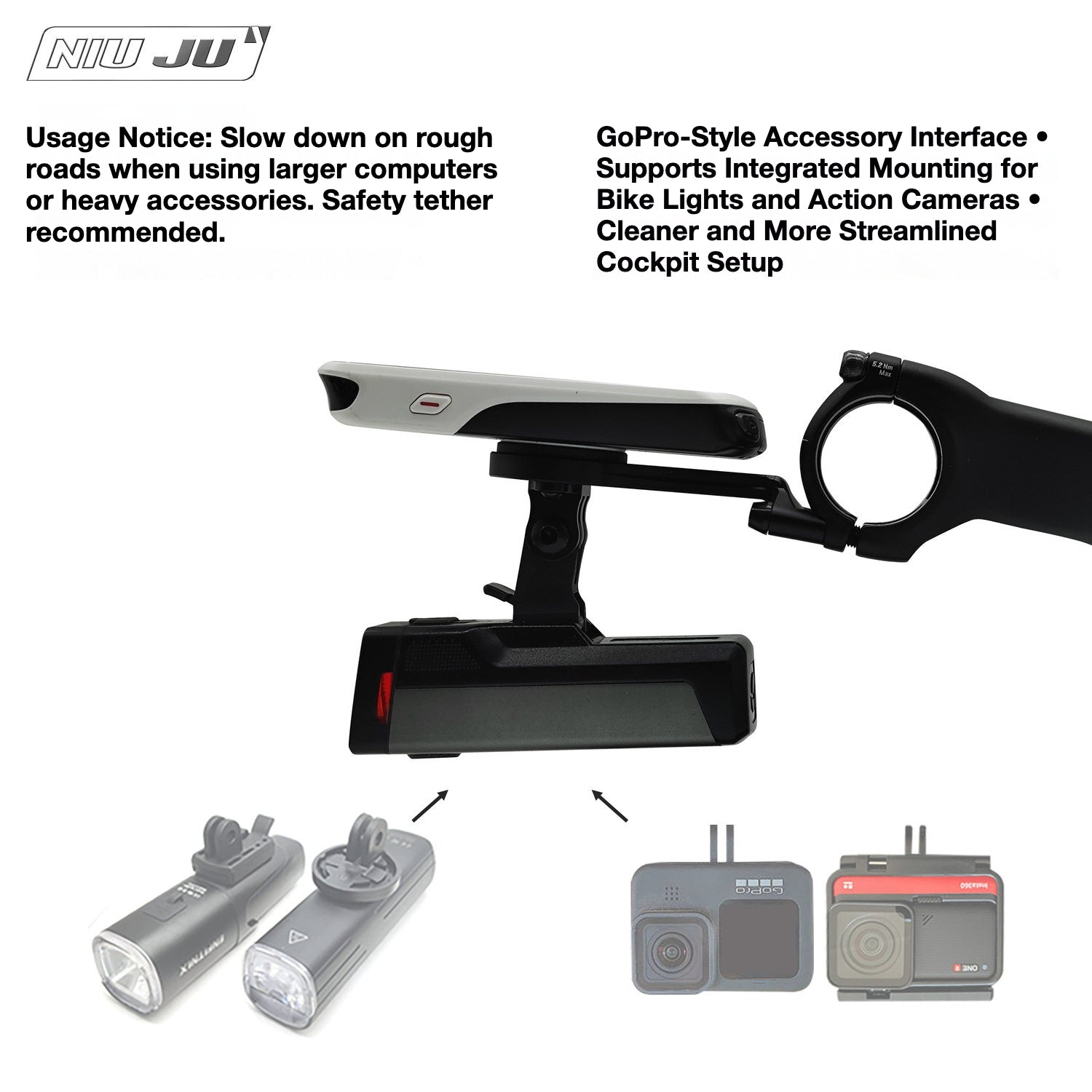 NIUJU Cannondale ONE C1 Stem Computer Mount | LAB71 SuperSix Garmin Wahoo Extension Mount