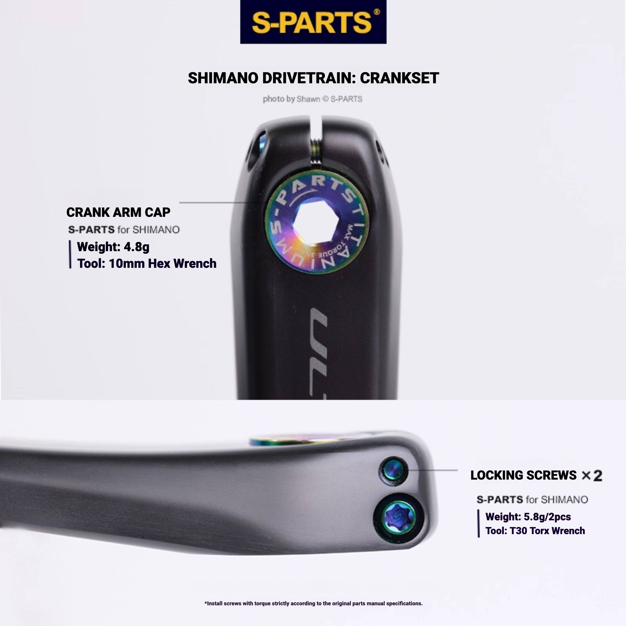 Shimano Road Titanium Bolt Kit – S-PARTS Drivetrain Screws for R8050 / R8150 / R9250