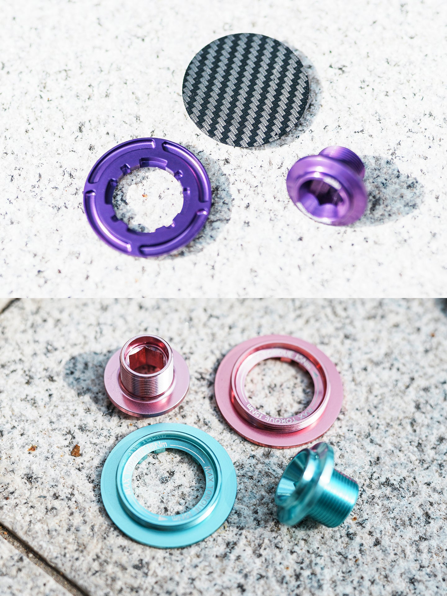 Chaser Ultra-Light Aluminum Crank Bolt Kit for Cybrei GP-3｜Chainring Fixing Bolt & Anti-Loosening Cap Set (with Aerodynamic Dust Cap)