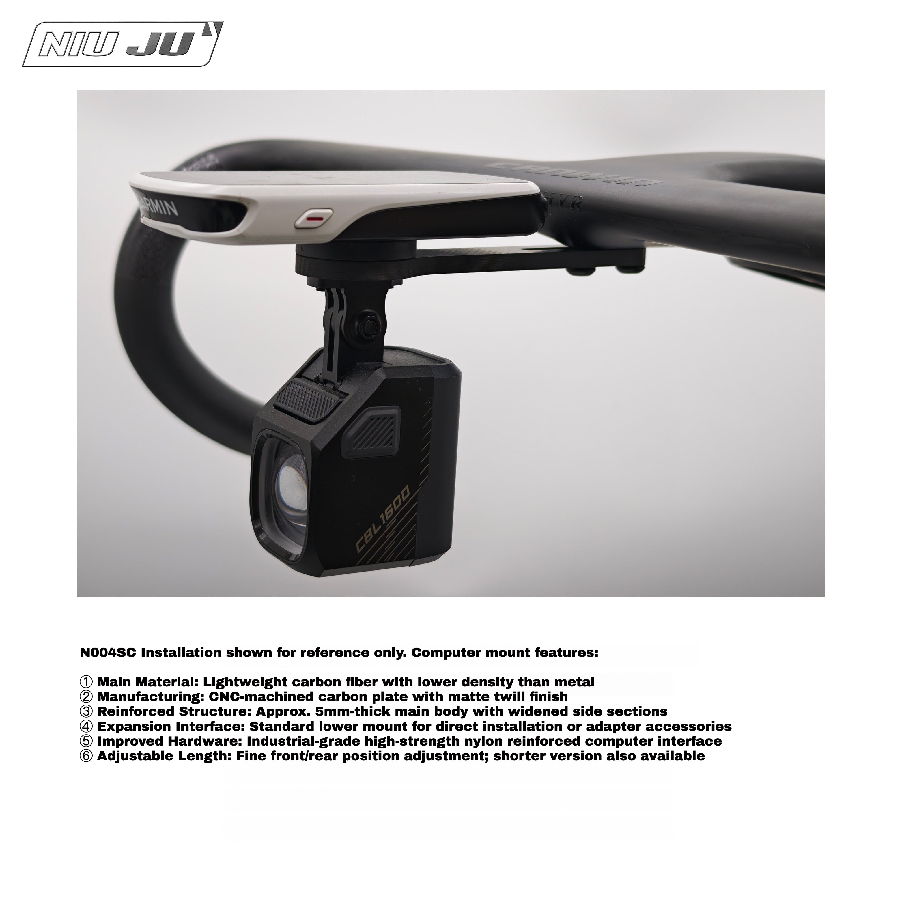 NIUJU Computer Mount for QUICK PRO CANWIN ZEPHYR SSL Carbon Fiber / Aluminum Alloy