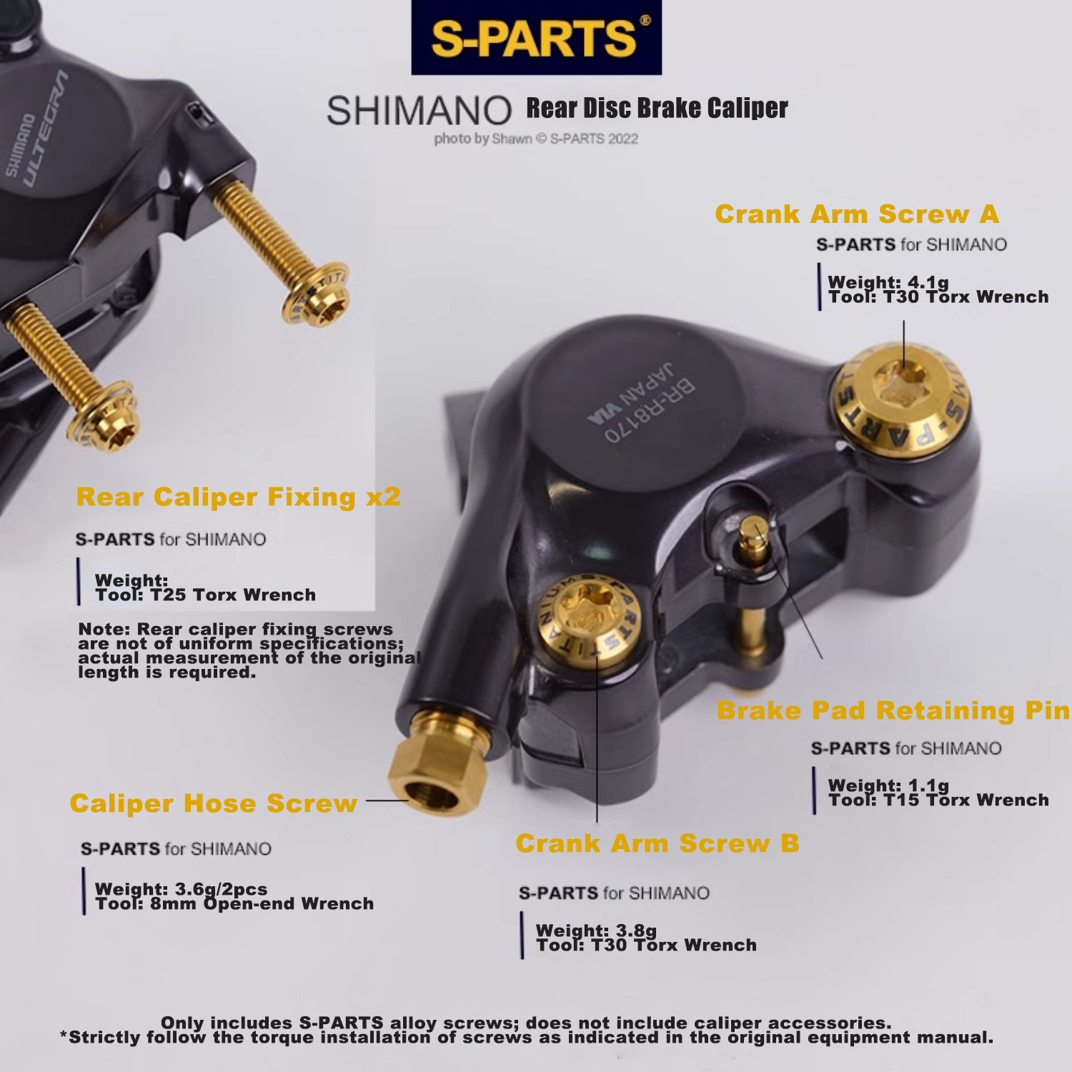 Shimano Dura-ace R9250 R9270 Titanium Screw Shifter and Brake Kit