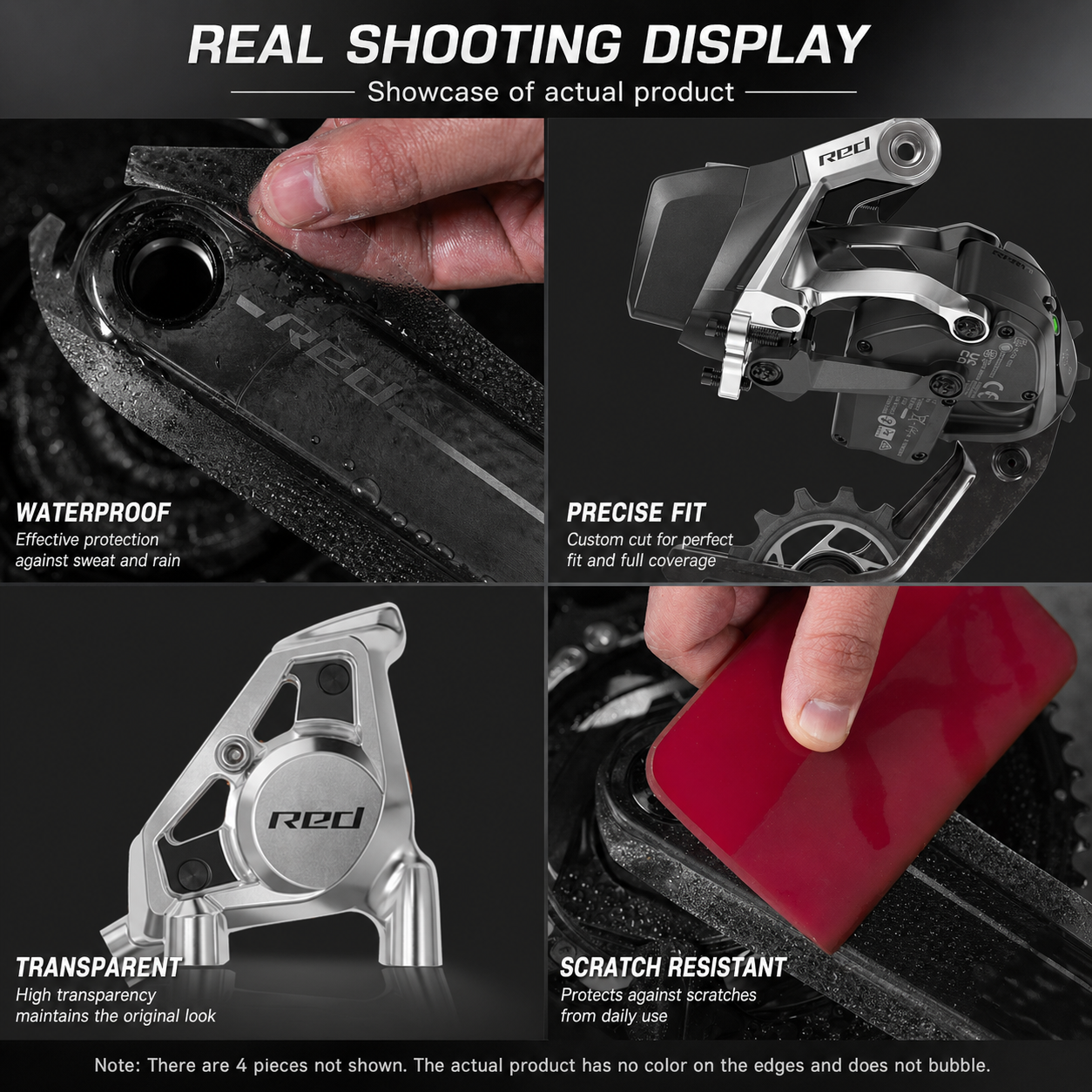 SRAM RED AXS 2024 Protection Film Kit – Road Bike Crankset Brake Caliper Rear Derailleur TPU Guard