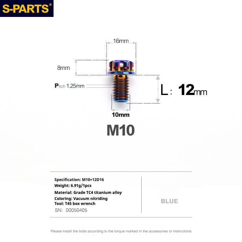 SPARTS Blue A3 Series M10 L12-120mm Titanium Screws Motorcycle Auto