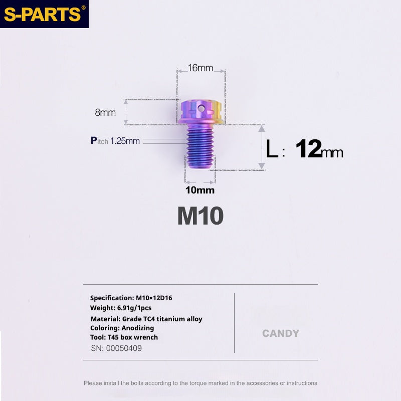 SPARTS Candy Color A3 Series M10 L12-120mm Titanium Screws Motorcycle Auto