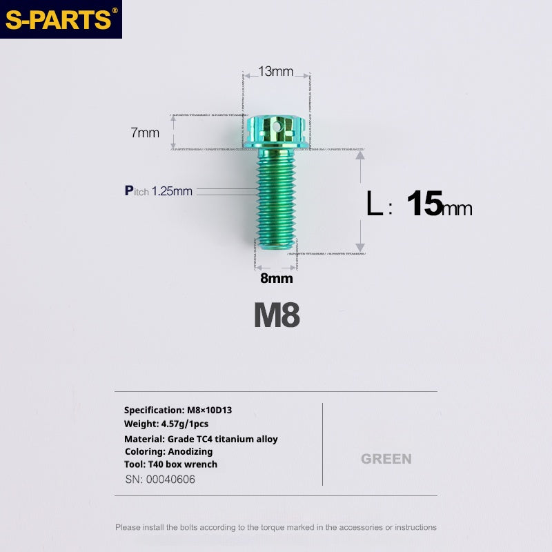 SPARTS A3 Series M8 L10-120mm Green Titanium Screws Motorcycle Auto