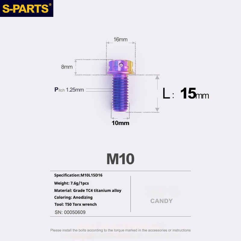 SPARTS Candy Color A3 Series M10 L12-120mm Titanium Screws Motorcycle Auto