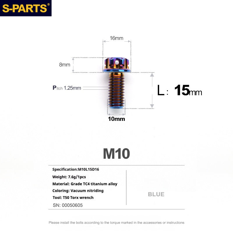 SPARTS Blue A3 Series M10 L12-120mm Titanium Screws Motorcycle Auto