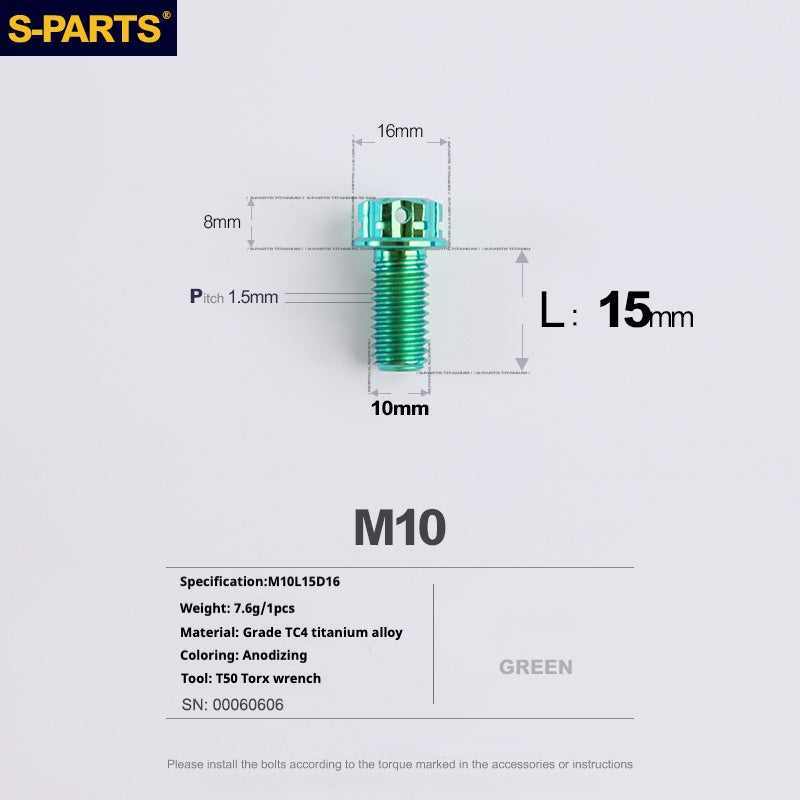 SPARTS Green A3 Series M10 L12-120mm Titanium Screws Motorcycle Auto