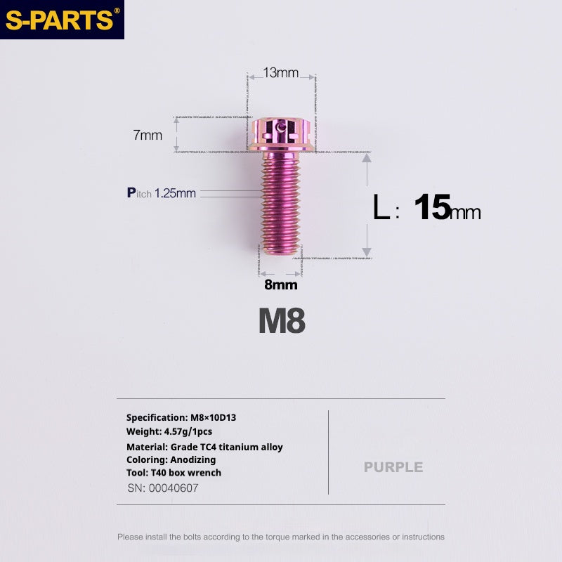 SPARTS A3 Series M8 L10-120mm Purple Titanium Screws Motorcycle Auto