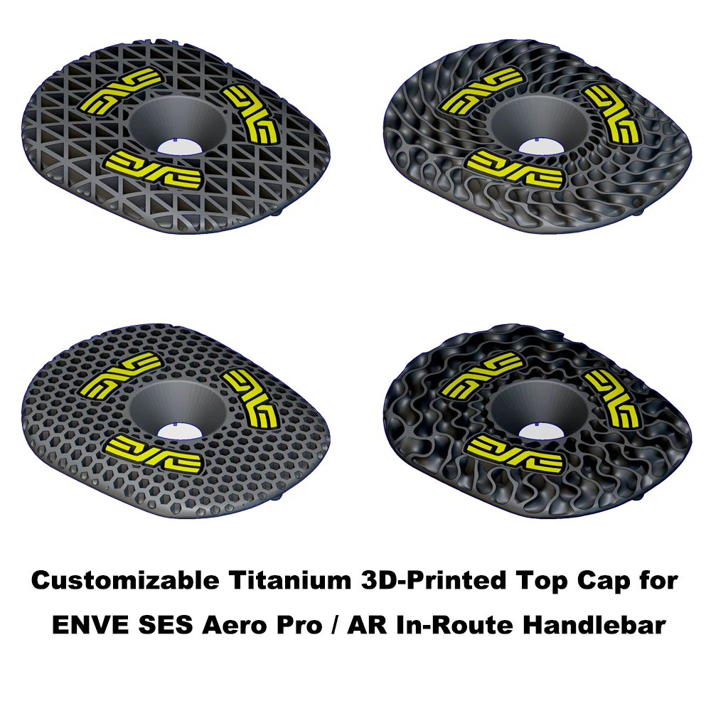 Customizable Titanium 3D-Printed Top Cap for ENVE SES Aero Pro / AR In-Route Handlebar – Color & Text Options