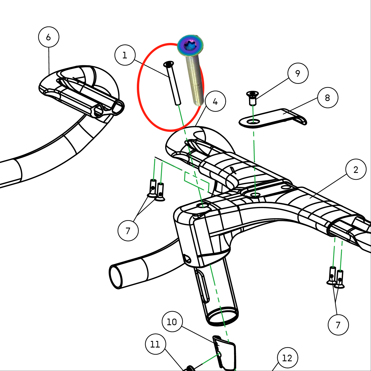 Compatible with Canyon Aeroad CFR/CF SLX – Full Titanium Bolt Upgrade Kit-Handlebar, Stem, Seatpost, Saddle, Derailleur
