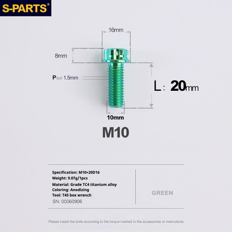 SPARTS Green A3 Series M10 L12-120mm Titanium Screws Motorcycle Auto