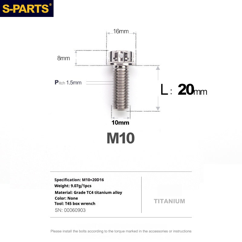 SPARTS Titanium Color A3 Series M10 L12-120mm Titanium Screws Motorcycle Auto