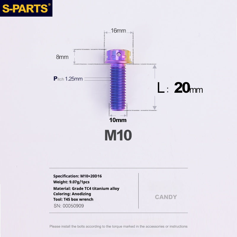 SPARTS Candy Color A3 Series M10 L12-120mm Titanium Screws Motorcycle Auto