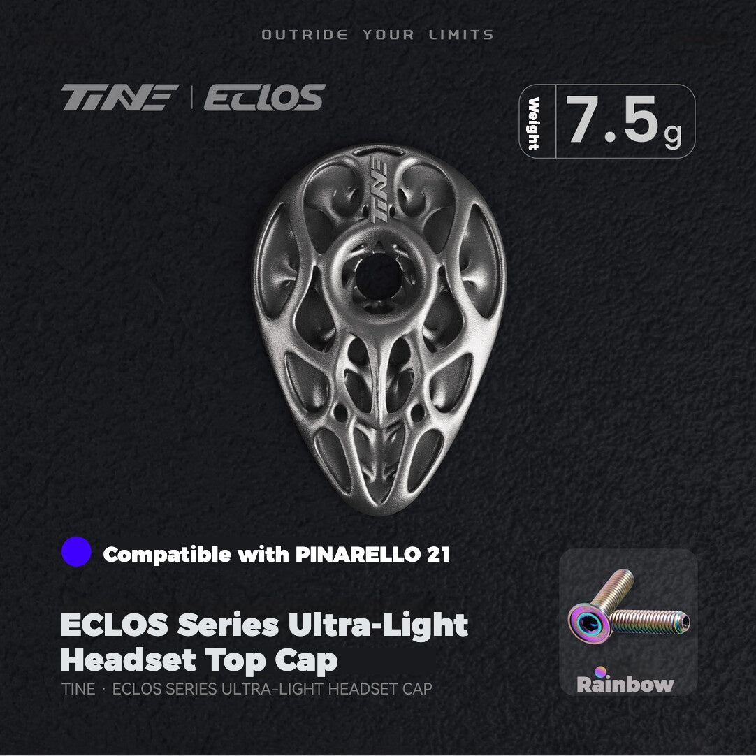 TiNE × Eclos Titanium Headset Top Cap for Pinarello 2021 / 2025 BESO Topology Ultralight