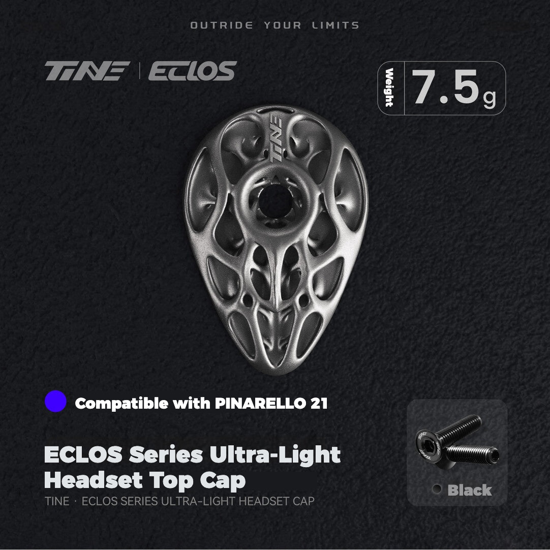 TiNE × Eclos Titanium Headset Top Cap for Pinarello 2021 / 2025 BESO Topology Ultralight