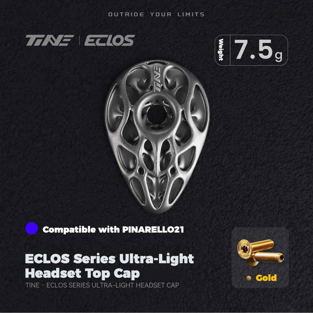 TiNE × Eclos Titanium Headset Top Cap for Pinarello 2021 / 2025 BESO Topology Ultralight