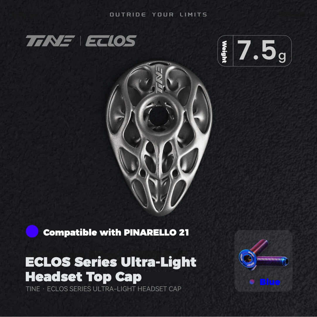 TiNE × Eclos Titanium Headset Top Cap for Pinarello 2021 / 2025 BESO Topology Ultralight