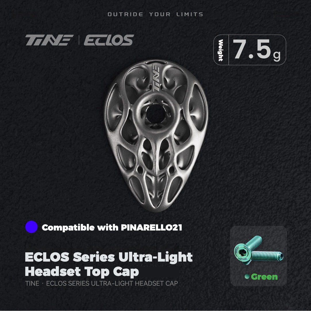 TiNE × Eclos Titanium Headset Top Cap for Pinarello 2021 / 2025 BESO Topology Ultralight