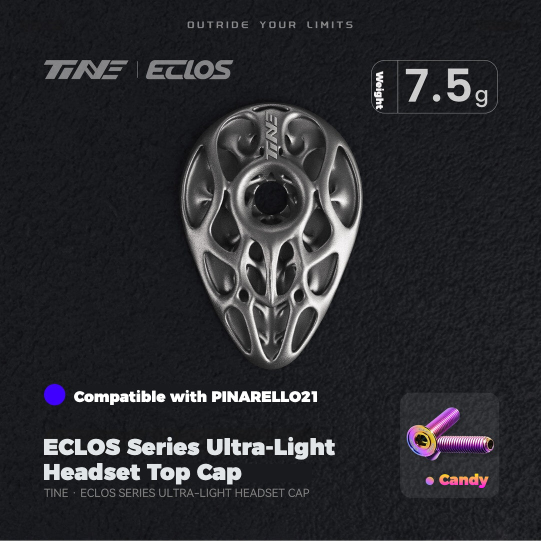 TiNE × Eclos Titanium Headset Top Cap for Pinarello 2021 / 2025 BESO Topology Ultralight