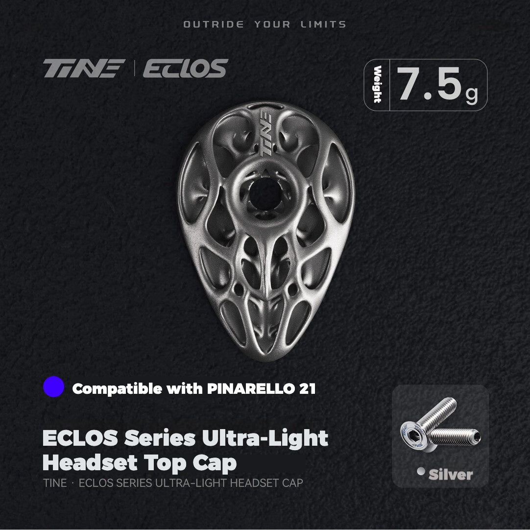 TiNE × Eclos Titanium Headset Top Cap for Pinarello 2021 / 2025 BESO Topology Ultralight