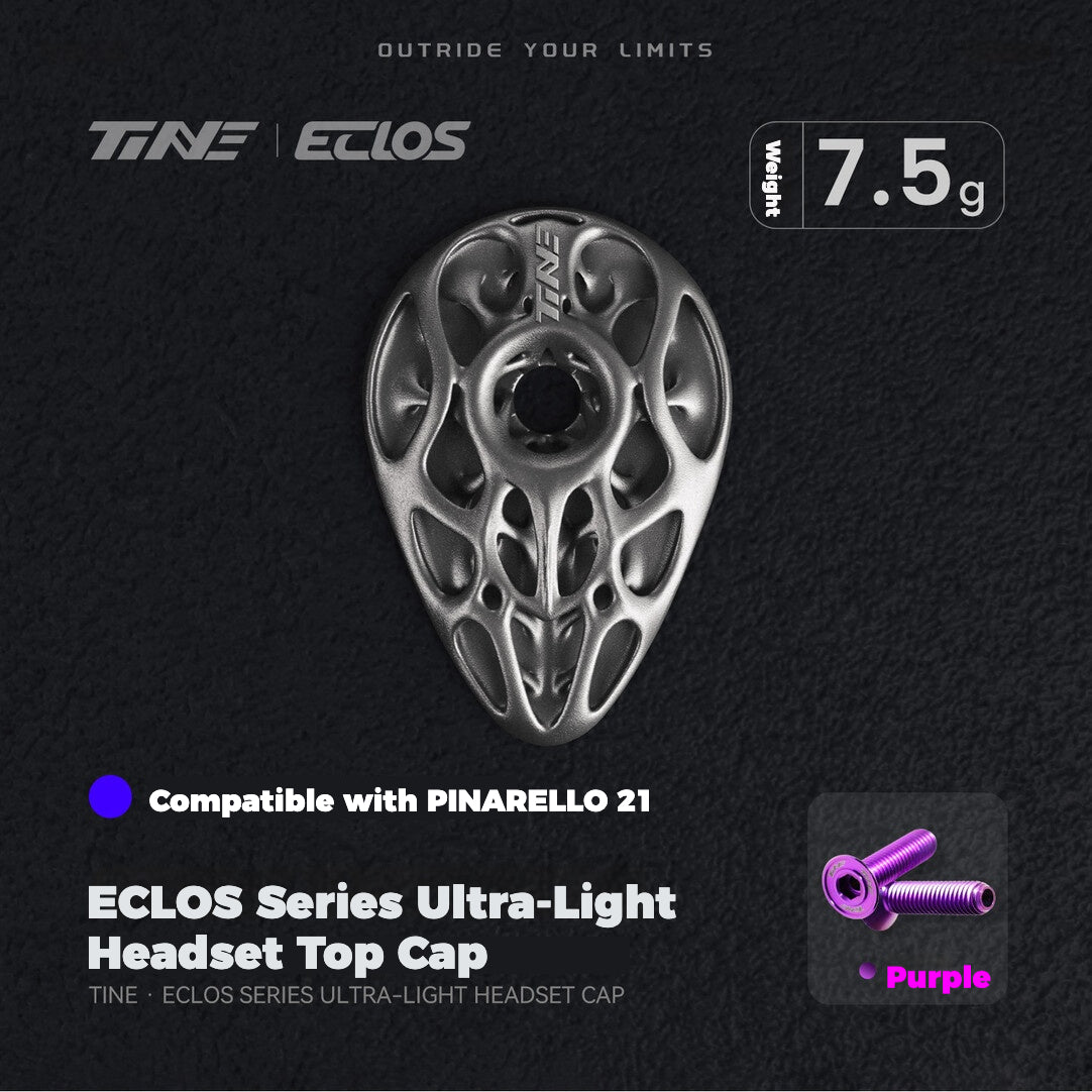 TiNE × Eclos Titanium Headset Top Cap for Pinarello 2021 / 2025 BESO Topology Ultralight