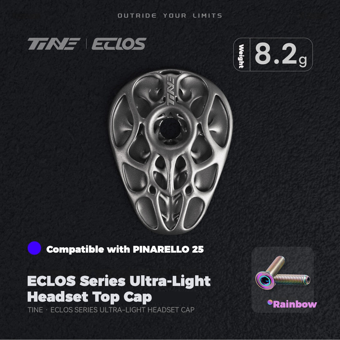 TiNE × Eclos Titanium Headset Top Cap for Pinarello 2021 / 2025 BESO Topology Ultralight