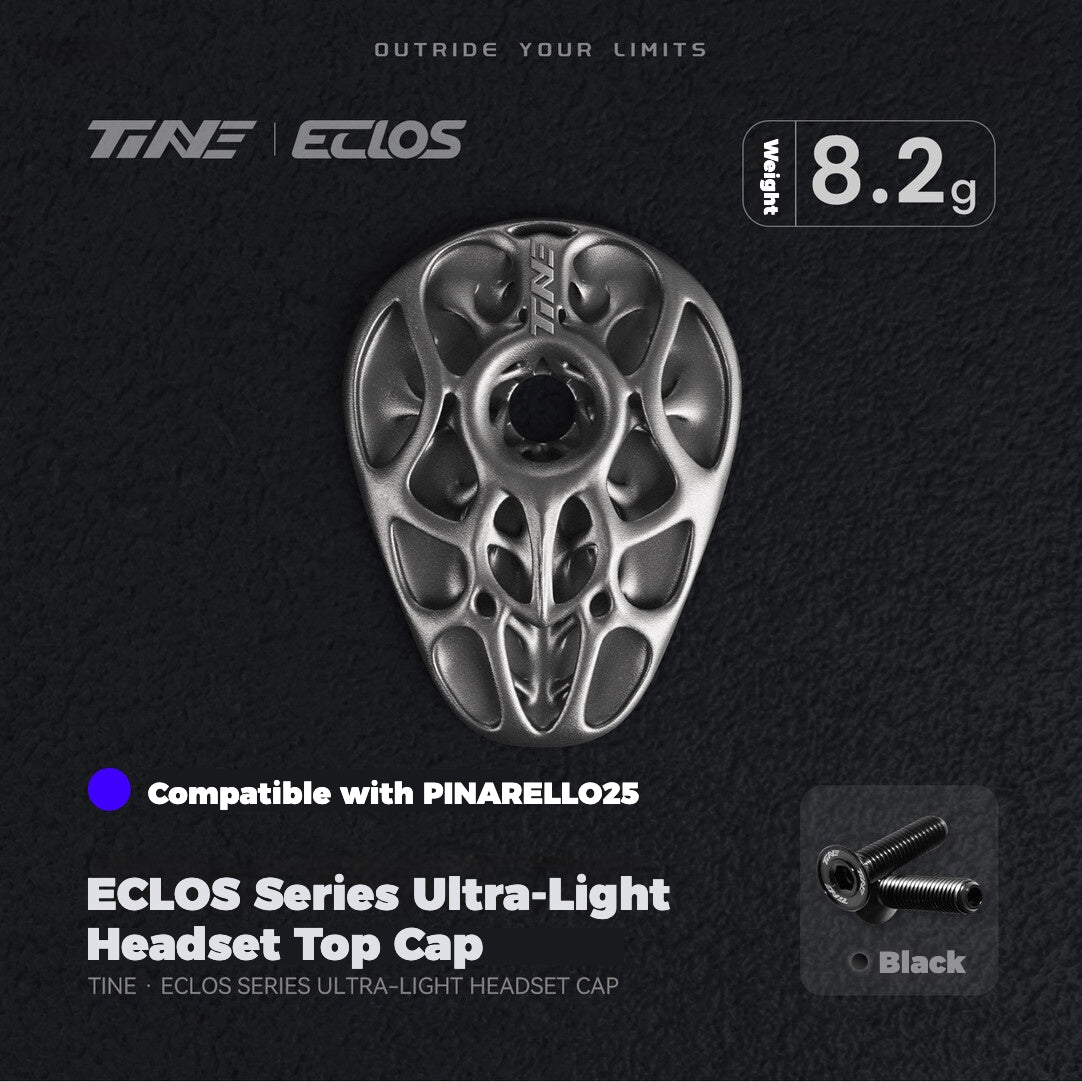 TiNE × Eclos Titanium Headset Top Cap for Pinarello 2021 / 2025 BESO Topology Ultralight