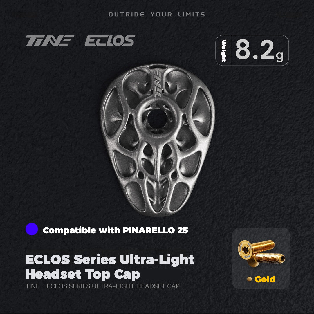 TiNE × Eclos Titanium Headset Top Cap for Pinarello 2021 / 2025 BESO Topology Ultralight