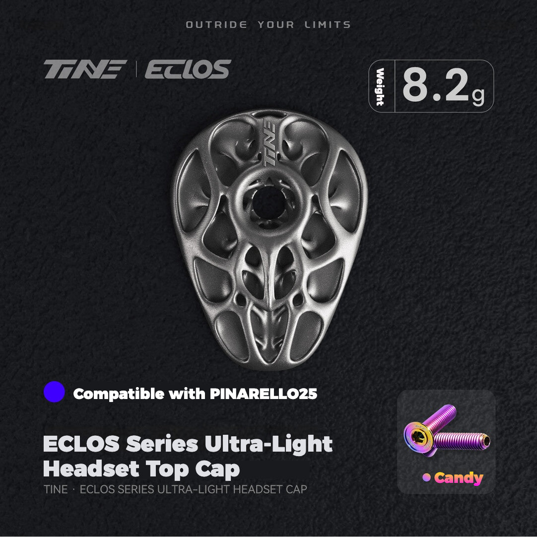 TiNE × Eclos Titanium Headset Top Cap for Pinarello 2021 / 2025 BESO Topology Ultralight
