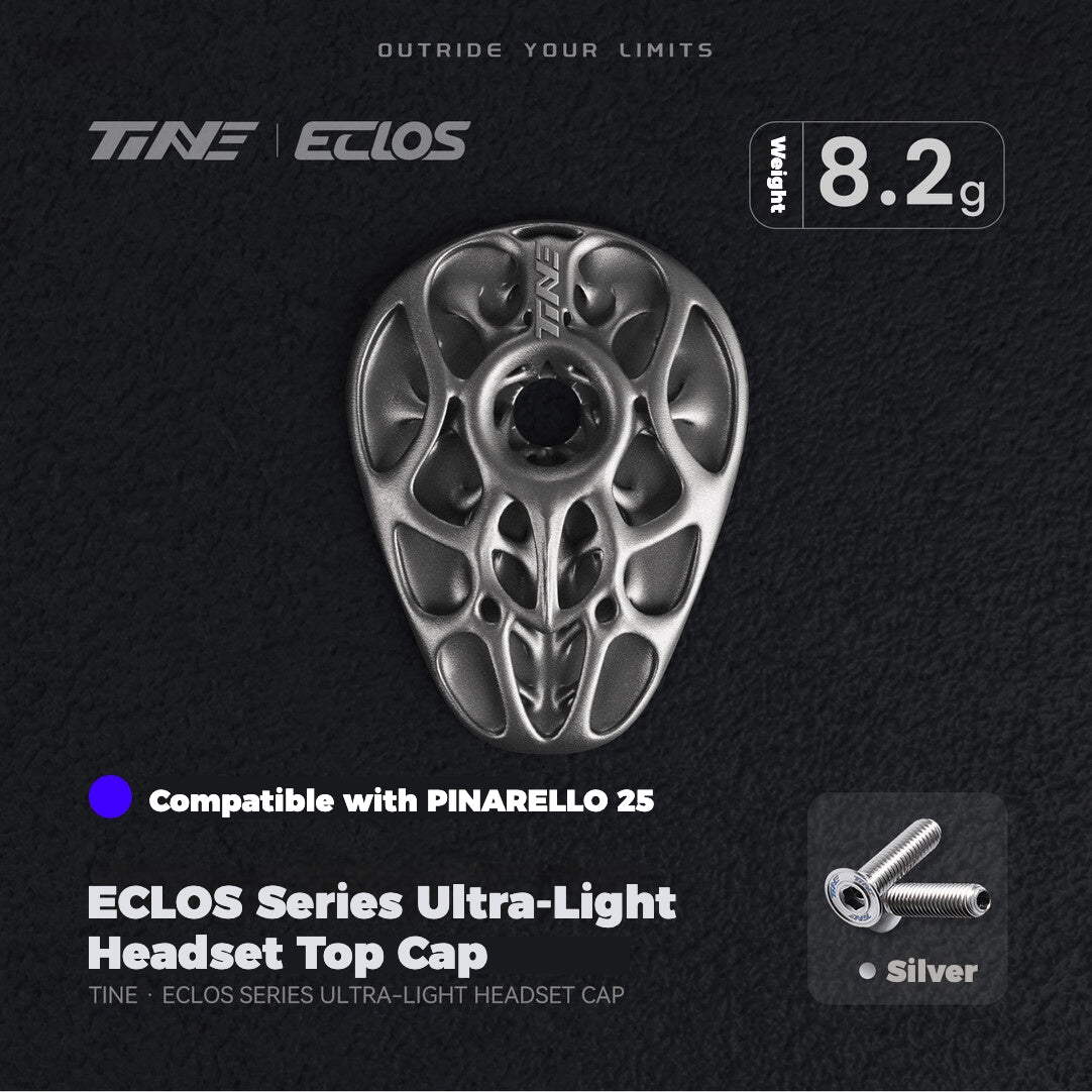 TiNE × Eclos Titanium Headset Top Cap for Pinarello 2021 / 2025 BESO Topology Ultralight