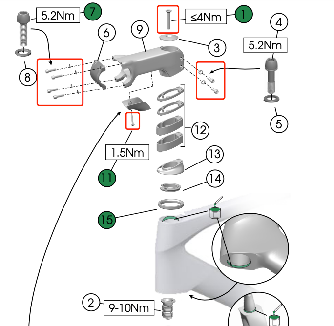 Aggiornamento completo dei bulloni in titanio per i kit freno Trek Madone Gen7 SLR/SL e Shimano/SRAM Shift