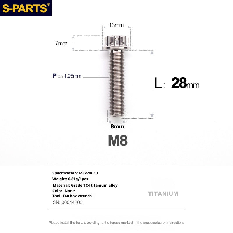 SPARTS A3 Series M8 L10-120mm Titanium Color Titanium Screws Motorcycle Auto