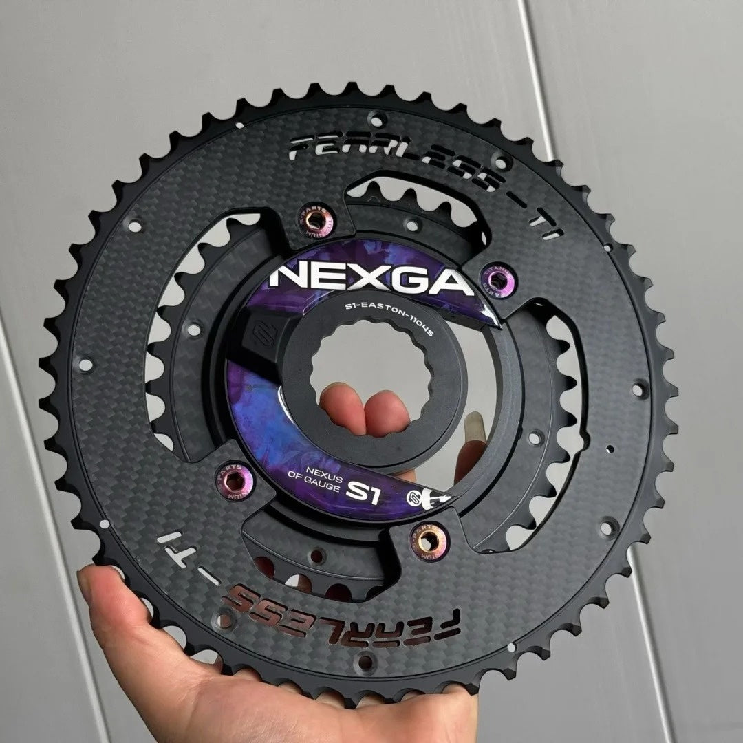 Fearless-Ti Carbon Fiber Chainrings 110BCD 4-Bolt｜50-34 / 52-36 / 54-40 / 54-38｜For XXE GP3 & SRAM RED｜Titanium Bolts Included