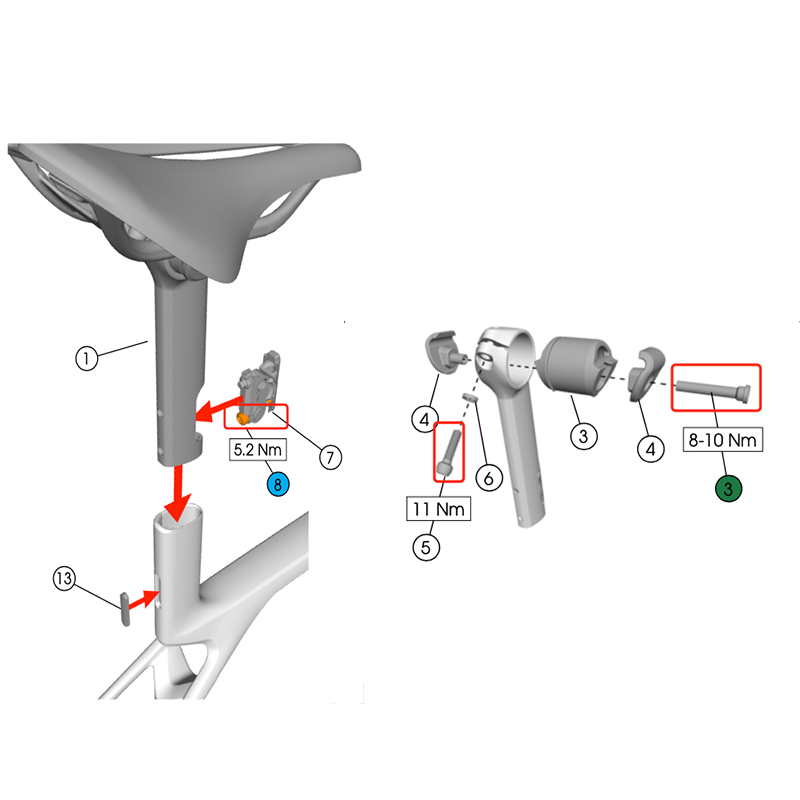 Aggiornamento in titanio S-Parts per serie sterzo TREK MADONE SL/SLR GEN 8 RCS Pro/serie sterzo RCS Race Shimano Dura Ace SRAM RED AXS/R9270 R9250 Di2 Force Project BLACK LTD/ SD Worx Vite Bullone Dado