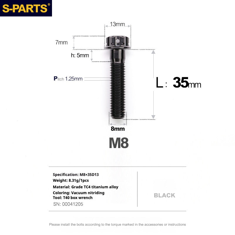 SPARTS A3 Series M8 L10-120mm Black Titanium Screws Motorcycle Auto