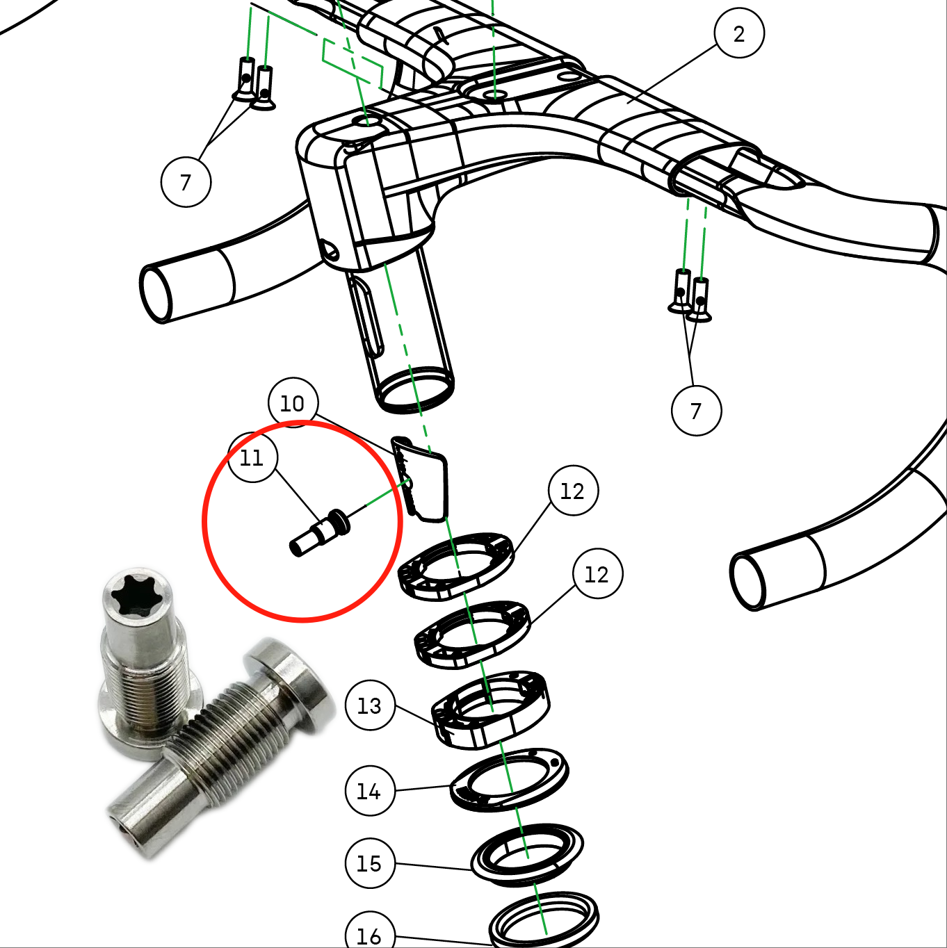 Compatible with Canyon Aeroad CFR/CF SLX – Full Titanium Bolt Upgrade Kit-Handlebar, Stem, Seatpost, Saddle, Derailleur