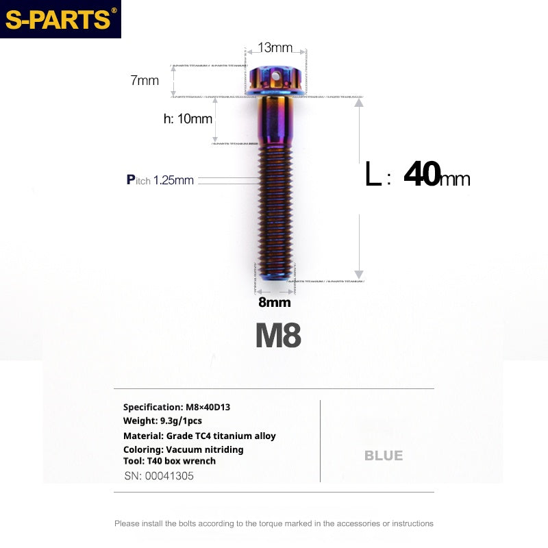 SPARTS A3 Series M8 L10-120mm Blue Titanium Screws Motorcycle Auto