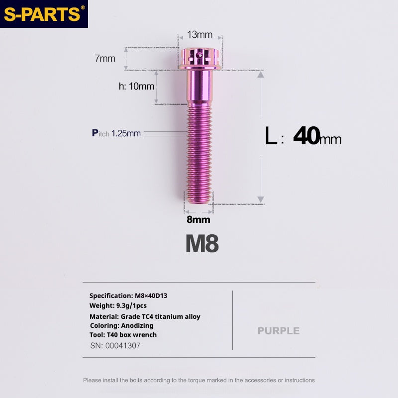 SPARTS A3 Series M8 L10-120mm Purple Titanium Screws Motorcycle Auto