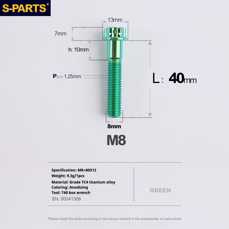 SPARTS A3 Series M8 L10-120mm Green Titanium Screws Motorcycle Auto