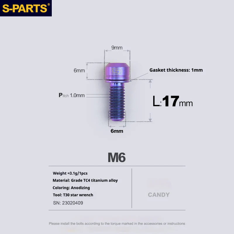 S-PARTS Titanium Brake Bolt Kit for HOPE V4 / TECH / RACE / TRAIL / ZONE | Ultra-Light MTB Brake Hardware
