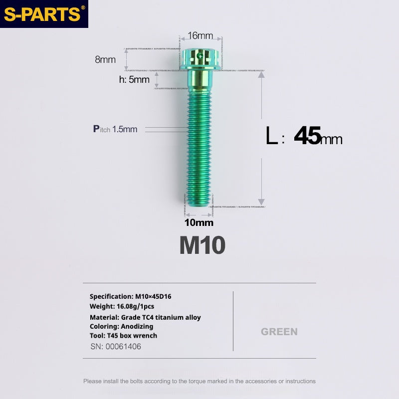 SPARTS Green A3 Series M10 L12-120mm Titanium Screws Motorcycle Auto