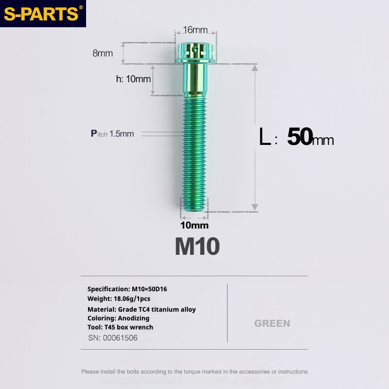 SPARTS Green A3 Series M10 L12-120mm Titanium Screws Motorcycle Auto