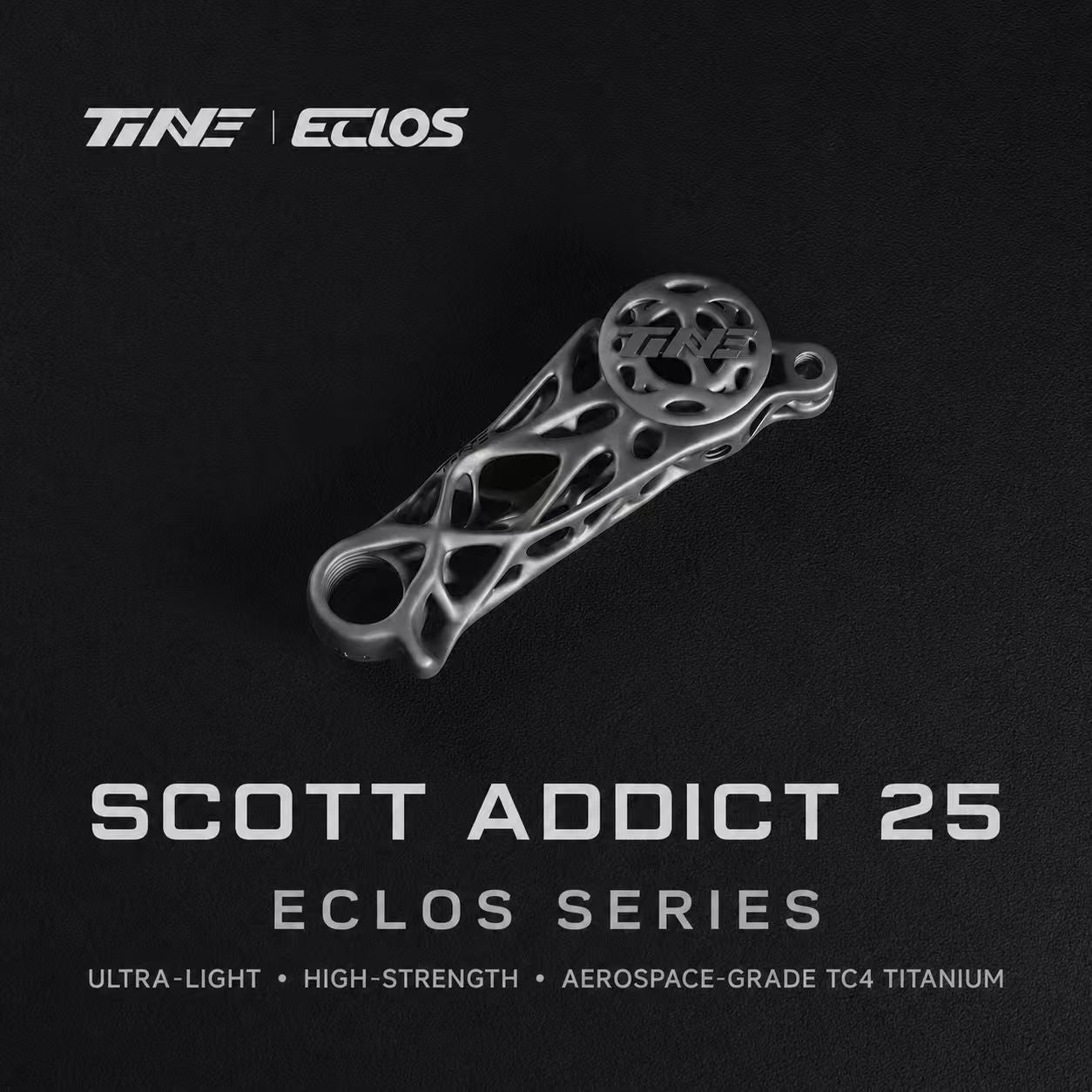 TiNE ECCLOS CryoFusion Titanium Rear Derailleur Hanger for Scott Addict 2025 | Ultra-Light Bionic Topology