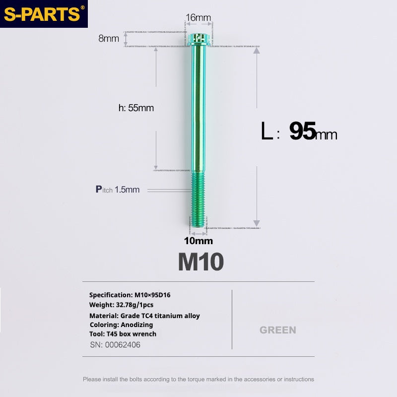 SPARTS Green A3 Series M10 L12-120mm Titanium Screws Motorcycle Auto