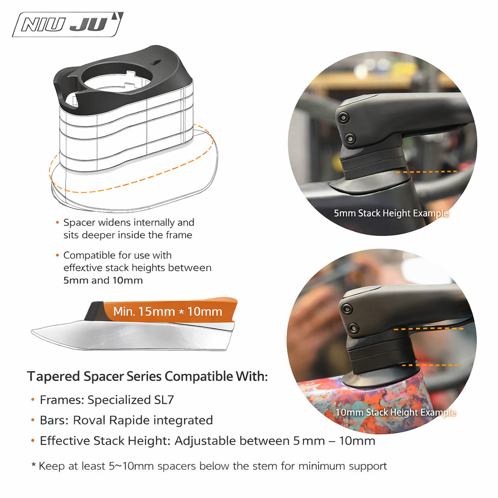 Specialized Tarmac SL7 Headset Spacer Adapter | Compatible with Roval Rapide, DEDA, EXS, Vision, THM Integrated Handlebars