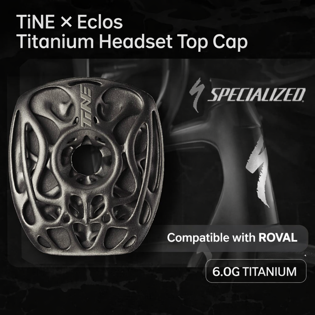TiNE × Eclos Titanium Headset Top Cap 6.0g BESO Topology Design for Roval Integrated Cockpit