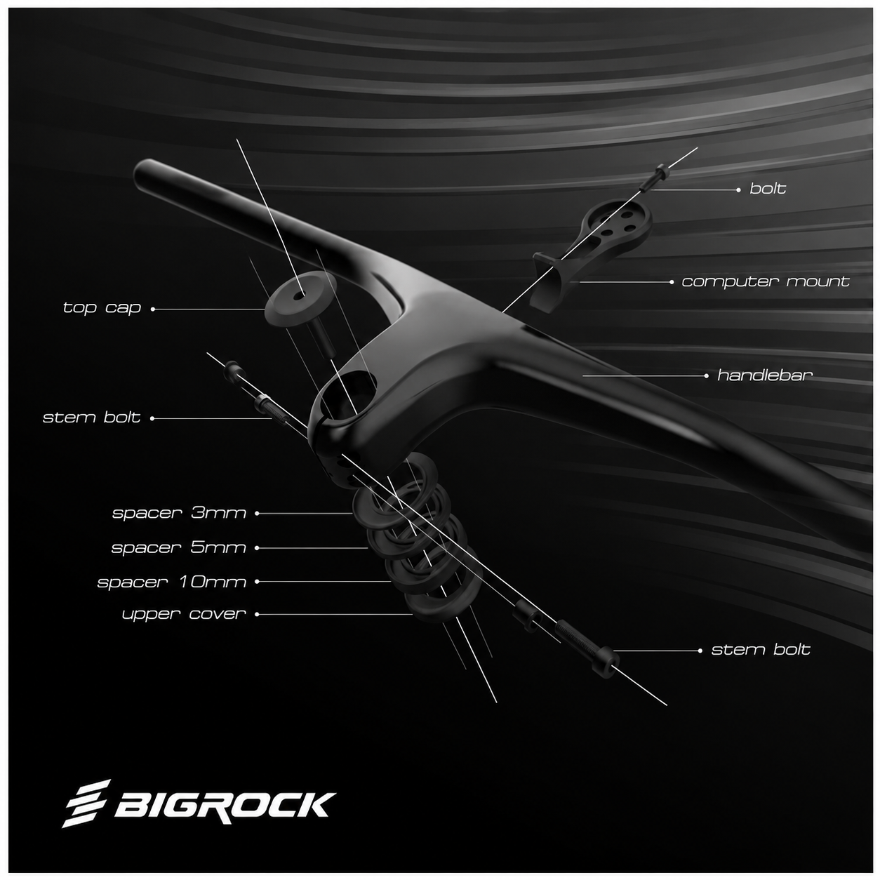 BIGROCK Mountain Bike Integrated Handlebar -22° 740mm Lightweight XC Racing Handlebar