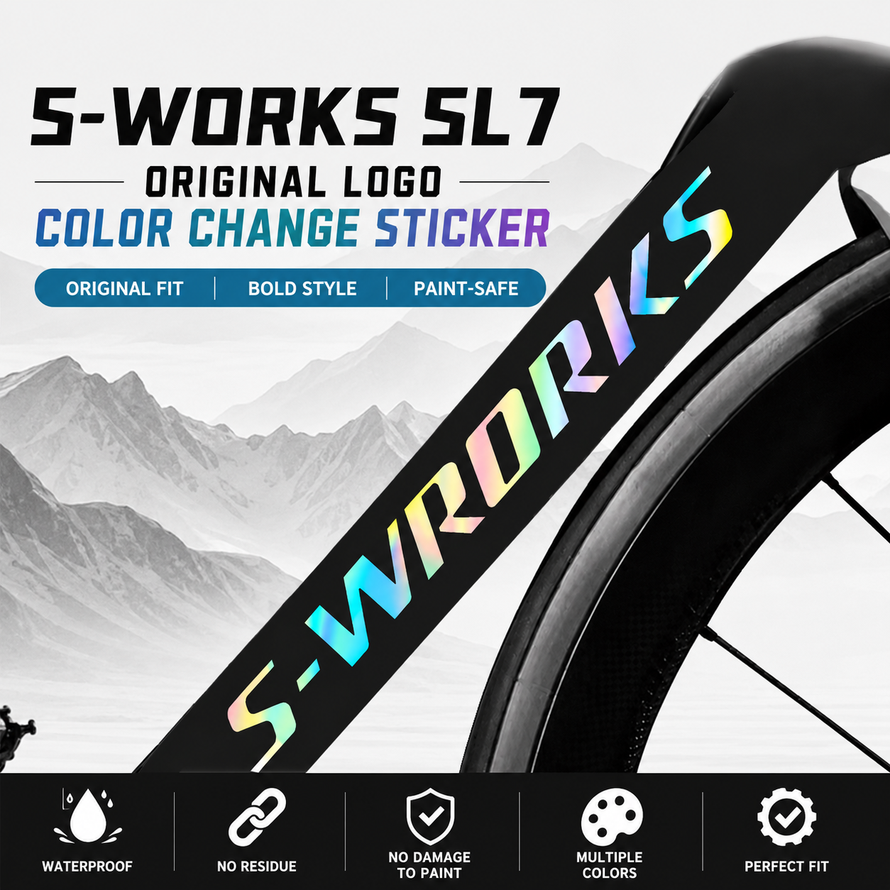 Specialized S-Works SL7 Frame Logo Color Change Decal Sticker | Waterproof Custom Road Bike Frame Decal