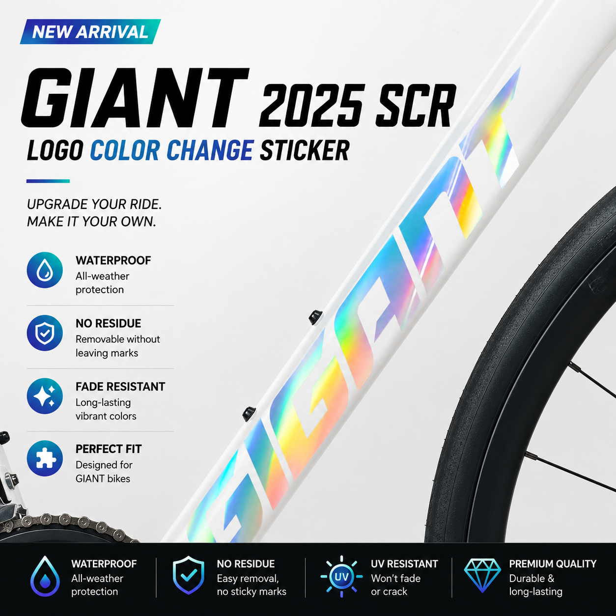 2025 Giant SCR Frame Logo Decals | Custom Waterproof OEM Overlay Stickers